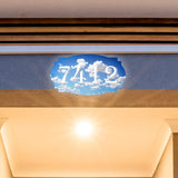 VWAQ Custom House Number Aluminum Sign Clouds Design Address Plaque - Single Sided and Reflective Pre-Drilled Holes - AS3S6 Horizontal