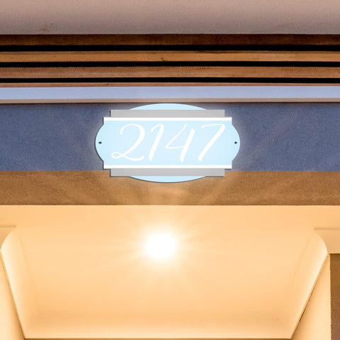 VWAQ Home Address Number Aluminum Sign Custom Plaque - Single Sided and Reflective Pre-Drilled Holes - AS3S7 Horizontal