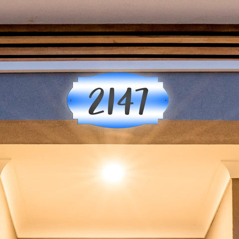 VWAQ Custom Aluminum Sign Home Address Number Plaque - Single Sided and Reflective Pre-Drilled Holes - AS3S8 Horizontal