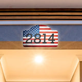 VWAQ American Flag Address Number Sign Custom Home Aluminum Plaque - Single Sided and Reflective Pre-Drilled Holes - AS4S3 Horizontal