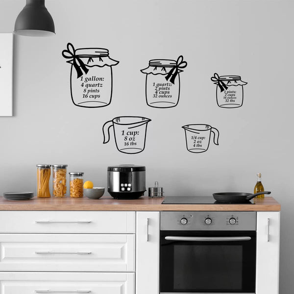 VWAQ Measuring Cups Wall Decals Home Decor Wall Stickers - 5 PCS - MCWD