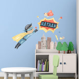 Custom Name Superhero Wall Decal Kids Room Personalized Name Decal - HOL68