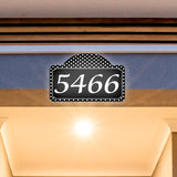 VWAQ Custom Reflective Address Numbers Sign Polka Dots Aluminum Plaque - Single Sided Pre-Drilled Holes - AS4S10 Horizontal