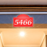 VWAQ Custom Reflective Address Numbers Sign Polka Dots Aluminum Plaque - Single Sided Pre-Drilled Holes - AS4S10 Horizontal