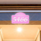 VWAQ Custom Reflective Address Numbers Sign Polka Dots Aluminum Plaque - Single Sided Pre-Drilled Holes - AS4S10 Horizontal