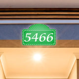 VWAQ Custom Reflective Address Numbers Sign Polka Dots Aluminum Plaque - Single Sided Pre-Drilled Holes - AS4S10 Horizontal