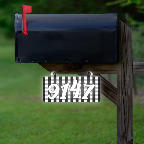VWAQ Custom Plaid Reflective Sign Home Address Hanging Aluminum Plaque Numbers for Mailbox Post - Double Sided - AS5S9