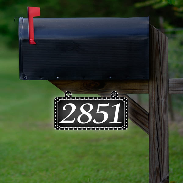 VWAQ Custom Polka Dot Reflective Sign Address Hanging Aluminum Plaque Numbers for Mailbox Post - Double Sided - AS5S10