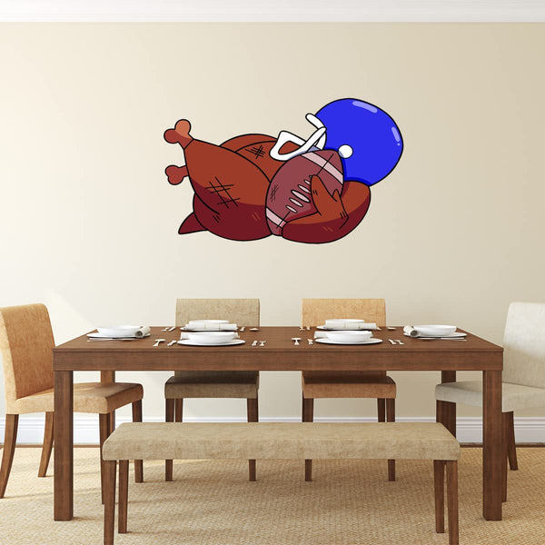 VWAQ Football Turkey Funny Wall Decal Thanksgiving Peel and Stick Wall Decor - PAS50