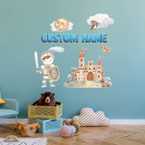 VWAQ Custom Knights Name Boys Room Wall Decal Medieval Kids Room Sticker Decor - HOL70