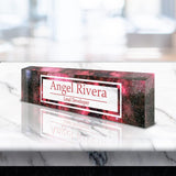 VWAQ Custom Galactic Design Name Desk Plate On Clear Acrylic Glass - Personalized Office Decor Nameplate Sign Gift - ACS51