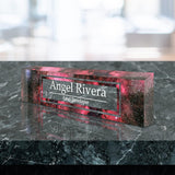 VWAQ Custom Galactic Design Name Desk Plate On Clear Acrylic Glass - Personalized Office Decor Nameplate Sign Gift - ACS51