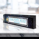 VWAQ Custom Outer Space Nameplate for Desk - Personalized Name Clear Acrylic Glass Nebula Galaxy Art - Customized Gift - ACS58