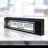 VWAQ Custom Outer Space Nameplate for Desk - Personalized Name Clear Acrylic Glass Nebula Galaxy Art - Customized Gift - ACS58