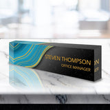 VWAQ Customized Name Plate for Desk - Custom Clear Acrylic Glass Professional Art Marble Epoxy Resin Design - Personalized Gift - ACS64