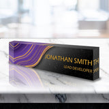 VWAQ Custom Nameplate for Office Desk - Personalized Clear Acrylic Glass Professional Art Marble Epoxy Resin Design - Customized Gift - ACS66