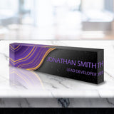 VWAQ Custom Nameplate for Office Desk - Personalized Clear Acrylic Glass Professional Art Marble Epoxy Resin Design - Customized Gift - ACS66