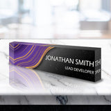 VWAQ Custom Nameplate for Office Desk - Personalized Clear Acrylic Glass Professional Art Marble Epoxy Resin Design - Customized Gift - ACS66