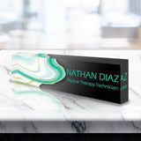 VWAQ Custom Name Plate for Office Desk - Customized Clear Acrylic Glass Professional Art Marble Epoxy Resin Design - Personalized Gift - ACS68