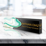 VWAQ Custom Name Plate for Office Desk - Customized Clear Acrylic Glass Professional Art Marble Epoxy Resin Design - Personalized Gift - ACS68