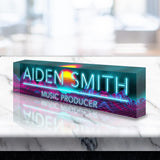 VWAQ Custom Name Plate for Desk - Clear Acrylic Glass Art - Customized Office Decor Nameplate Sign - Personalized Gift - ACS70