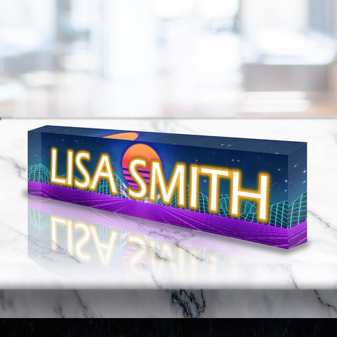 VWAQ Personalized Name Plate for Desk - Clear Acrylic Glass Art - Custom Office Decor Nameplate Sign - Personalized Gift - ACS69