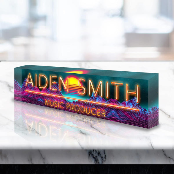 VWAQ Custom Name Plate for Desk - Clear Acrylic Glass Art - Customized Office Decor Nameplate Sign - Personalized Gift - ACS70