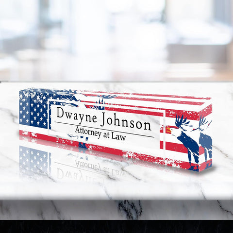 VWAQ Custom Name Plate for Desk - Clear Acrylic Glass Art - Customized Office Decor Nameplate Sign - Personalized Gift - ACS75