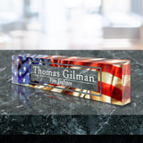 VWAQ Custom Name Plate for Desk - Clear Acrylic Glass Art - Customized Office Decor Nameplate Sign - Personalized Gift - ACS74