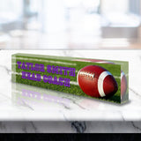 VWAQ Custom Football Name Plate for Desk - Clear Acrylic Glass Art - Customized Office Decor Nameplate Sign - Personalized Gift - ACS81