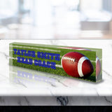 VWAQ Custom Football Name Plate for Desk - Clear Acrylic Glass Art - Customized Office Decor Nameplate Sign - Personalized Gift - ACS81