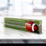 VWAQ Custom Football Name Plate for Desk - Clear Acrylic Glass Art - Customized Office Decor Nameplate Sign - Personalized Gift - ACS81