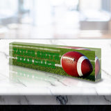 VWAQ Custom Football Name Plate for Desk - Clear Acrylic Glass Art - Customized Office Decor Nameplate Sign - Personalized Gift - ACS81
