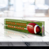 VWAQ Custom Football Name Plate for Desk - Clear Acrylic Glass Art - Customized Office Decor Nameplate Sign - Personalized Gift - ACS81