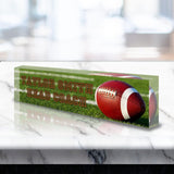 VWAQ Custom Football Name Plate for Desk - Clear Acrylic Glass Art - Customized Office Decor Nameplate Sign - Personalized Gift - ACS81