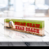 VWAQ Custom Baseball Name Plate for Desk - Clear Acrylic Glass Art - Customized Office Decor Nameplate Sign - Personalized Gift - ACS83