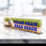 VWAQ Custom Baseball Name Plate for Desk - Clear Acrylic Glass Art - Customized Office Decor Nameplate Sign - Personalized Gift - ACS83