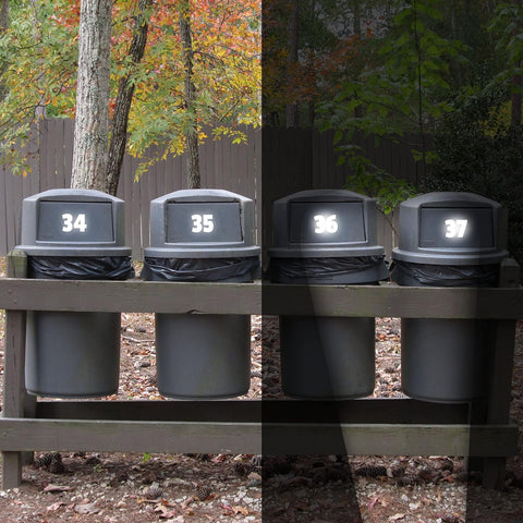 VWAQ Reflective Trashcan Decals 5 Sets - Numbers 0-9 Die Cut Stickers - Self Adhesive Weather Proof Vinyl for Home and Business - RFTC1