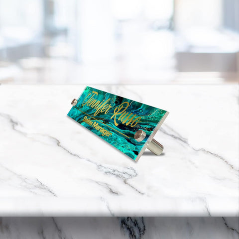 VWAQ Custom Wall Name Plate Sign - Turquoise Office Decor Acrylic Plaque - Personalized Nameplate Sign Gift - WACS6