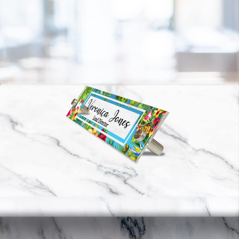 VWAQ Custom Tropical Nameplate for Wall - Clear Acrylic Plaque - Personalized Office Decor Name Plate Sign Gift - WACS15