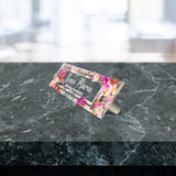 VWAQ Custom Florews Nameplate for Wall - Clear Acrylic Floral Plaque - Personalized Office Decor Name Plate Sign Gift - WACS16