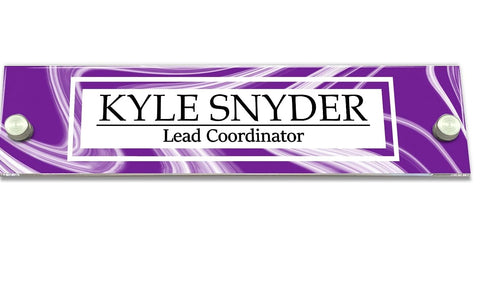 VWAQ Personalized Purple Marble Name Plate for Wall - Clear Acrylic Glass - Custom Office Decor Nameplate Sign Gift - WACS42