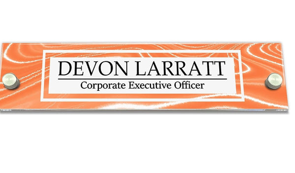 VWAQ Custom Orange Name Plate for Wall - Clear Acrylic Glass - Personalized Office Decor Nameplate Sign Gift - WACS46