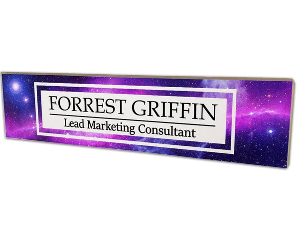 VWAQ Customized Galaxy Name Plate for Wall - Clear Acrylic Glass - Personalized Outer Space Office Decor Nameplate Sign Gift - WACS49