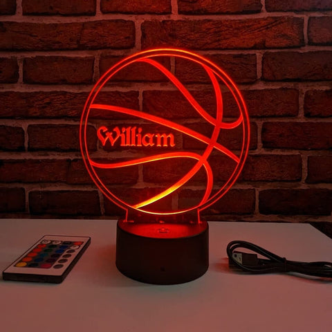 Custom Basketball Night Light Lamp - Personalized LED Basketball Light up Sign - Basketball Player Gift Night Lamp Name Plate VWAQ ACR11