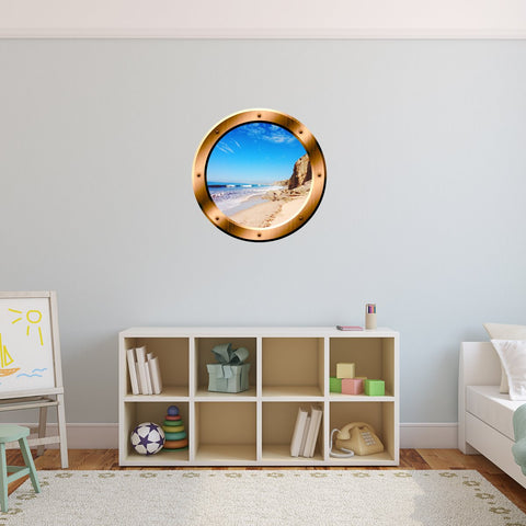 VWAQ Ocean Beach View Bronze Porthole Window Peel and Stick Vinyl Wall Decal - BP32 - VWAQ Vinyl Wall Art Quotes and Prints