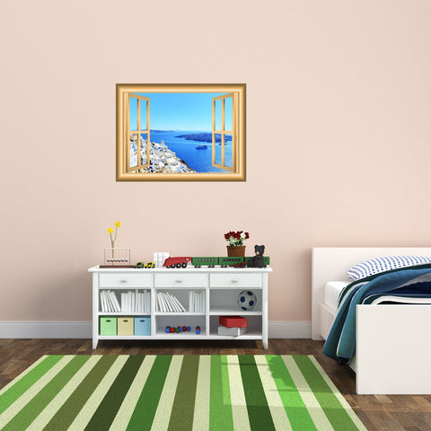 VWAQ Beach Scene Window Frame Cityscape Peel and Stick Wall Decal - NW11 - VWAQ Vinyl Wall Art Quotes and Prints