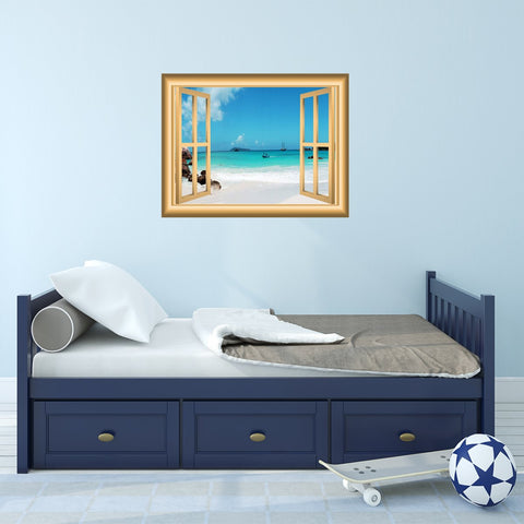 VWAQ Beach Scene Peel and Stick Window Frame Vinyl Wall Decal - NW13 - VWAQ Vinyl Wall Art Quotes and Prints