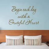 VWAQ Begin Each Day with A Grateful Heart Wall Quotes Decal - VWAQ Vinyl Wall Art Quotes and Prints