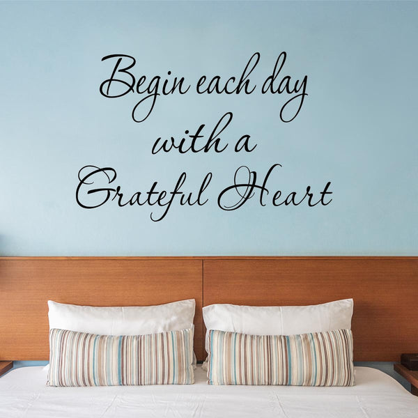 VWAQ Begin Each Day with A Grateful Heart Wall Quotes Decal - VWAQ Vinyl Wall Art Quotes and Prints